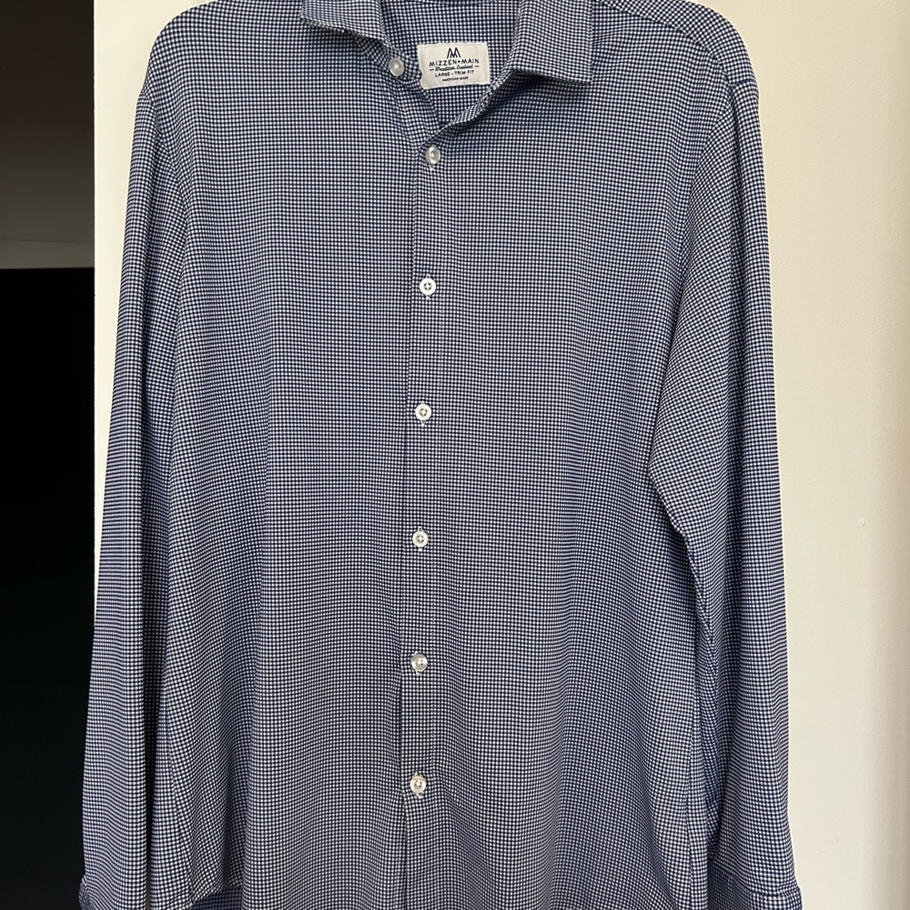 Mizzen+Main Men's Blue Checkered Shirt